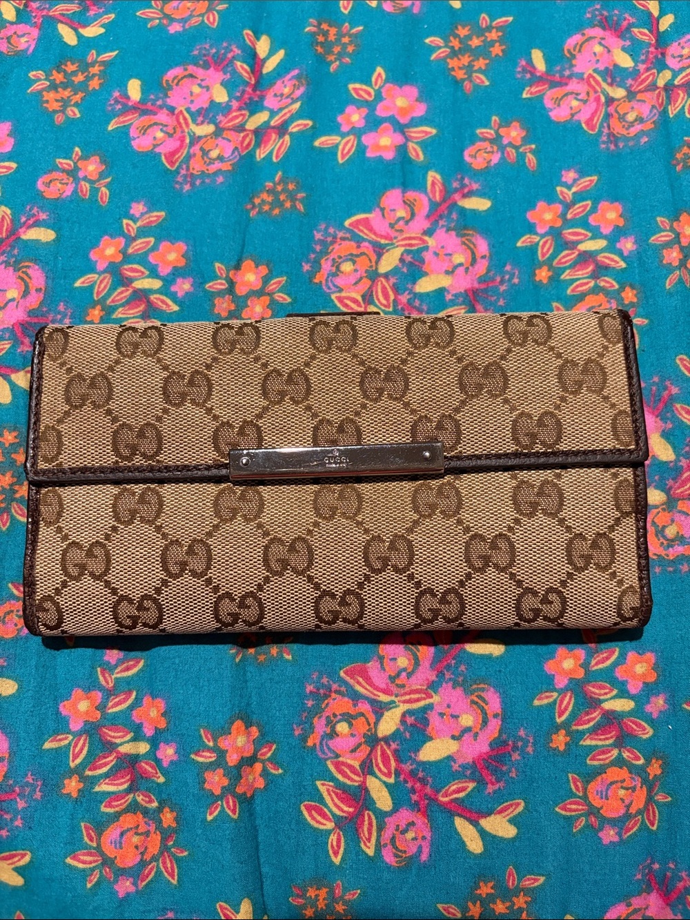 Gucci Beige Brown GG Canvas Long Wallet